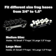 Reefing Art frag rack holds up to 16 small frags for compact reef setups.