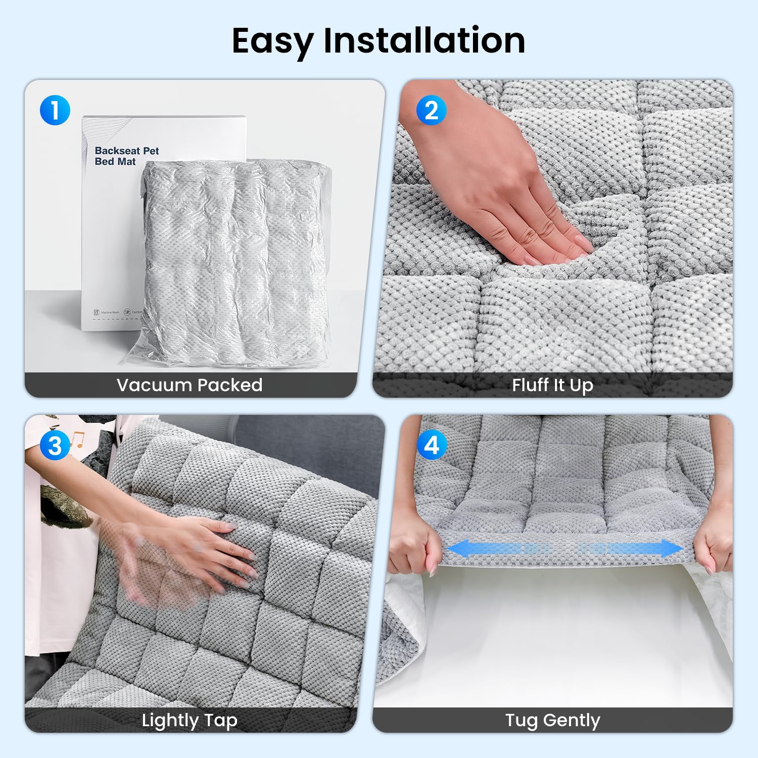 REEVAA dog bed gray color fits trucks and SUVs while protecting upholstery.