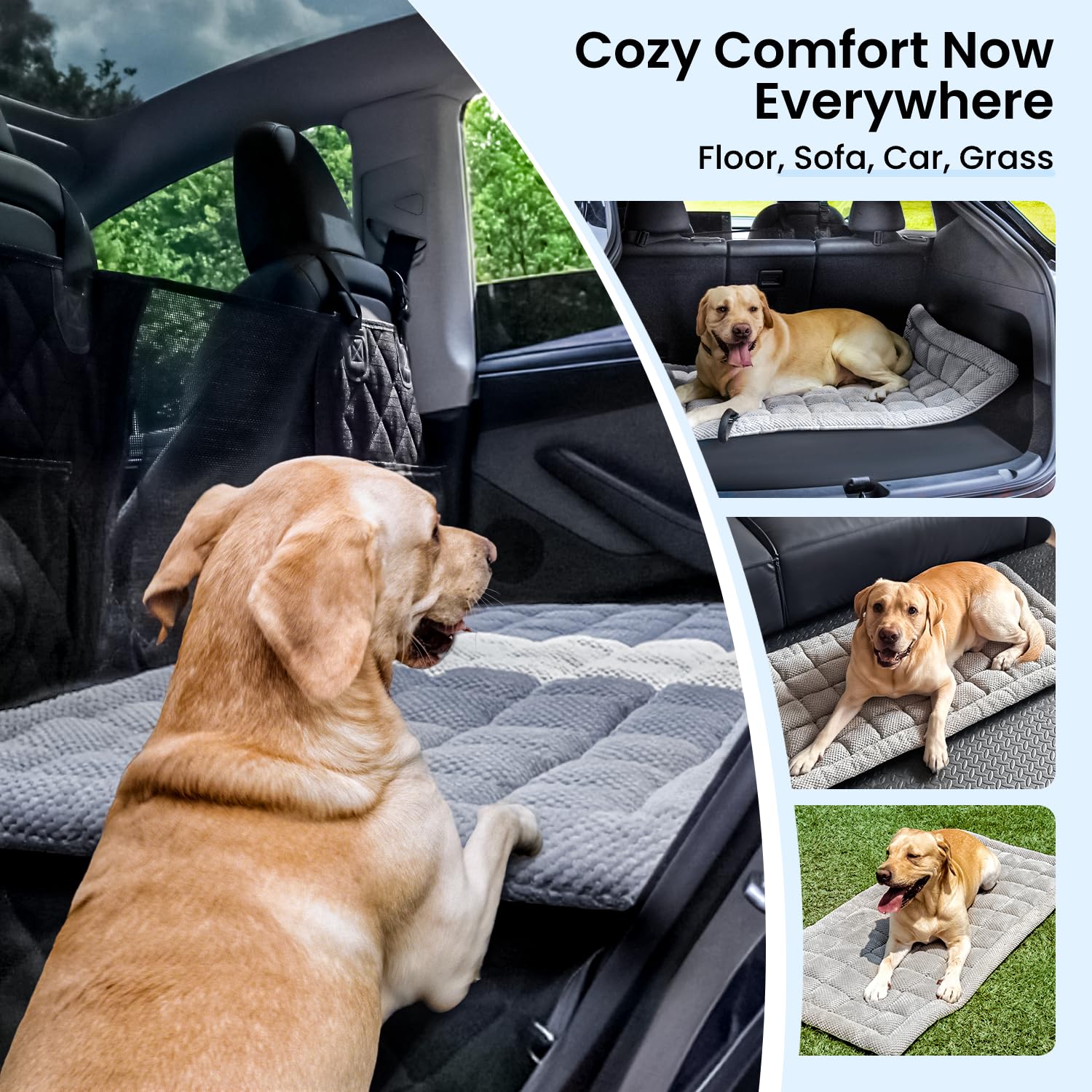 REEVAA dog bed machine washable design makes cleanup quick after adventures.