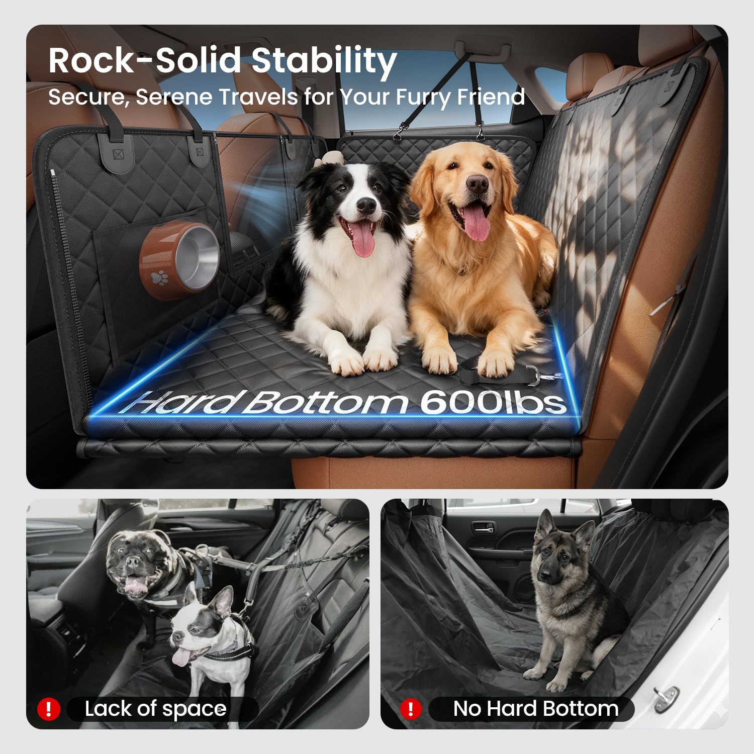 REEVAA dog car seat cover with cushion sponge for comfort