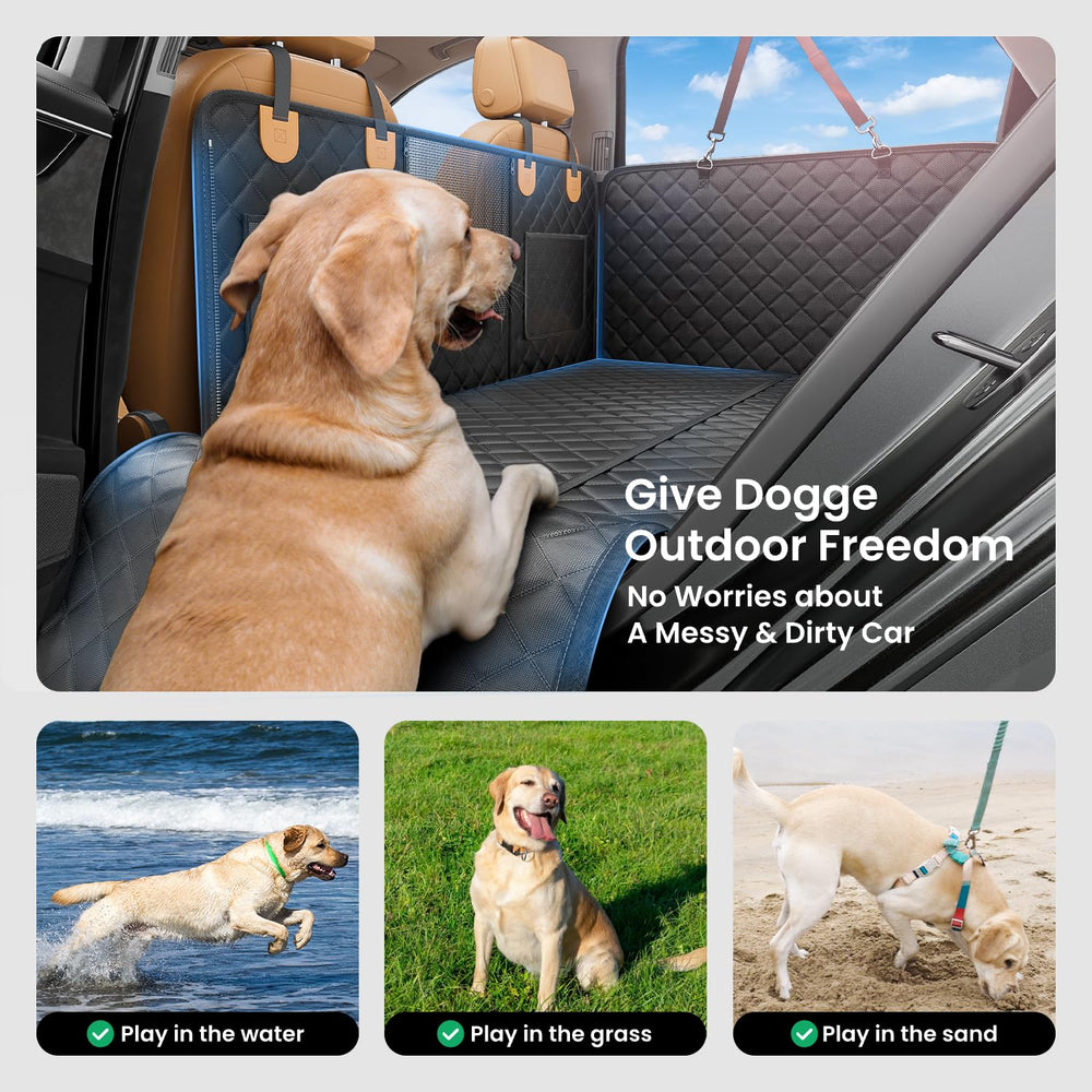 REEVAA dog car seat cover quick setup with six anchors