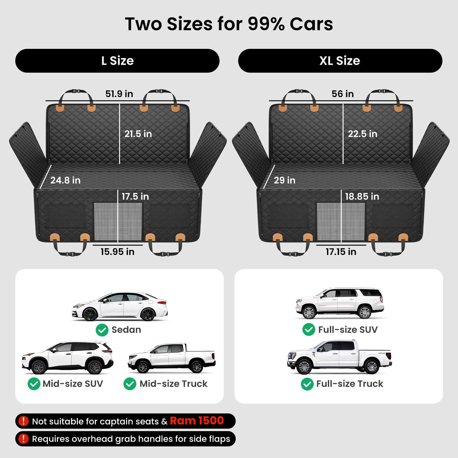 REEVAA dog car seat cover universal fit for SUVs and trucks