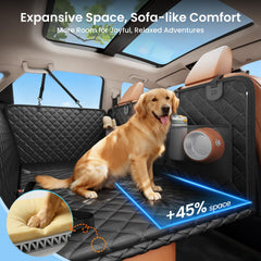 Mesh window on REEVAA promotes airflow for calmer dogs during travel.