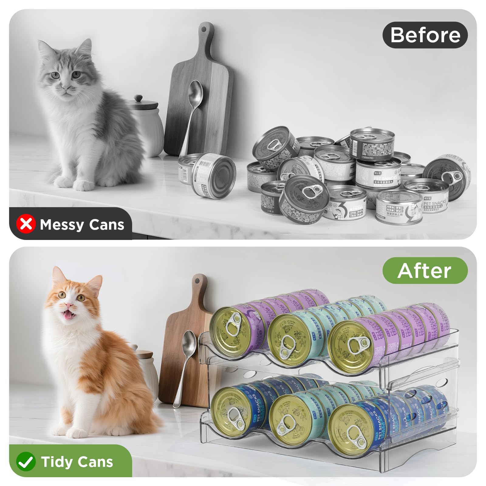 REFLYING raised-edge, anti-spill design helps keep cans organized and secure.