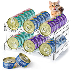 REFLYING cat can organizer with two-layer clear design keeps cans visible and accessible.