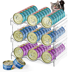 REFLYING cat can organizer front view shows a clear 3-layer stack