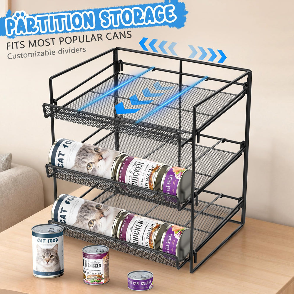 Reflying pantry setup with 84-cans capacity for bulk storage.
