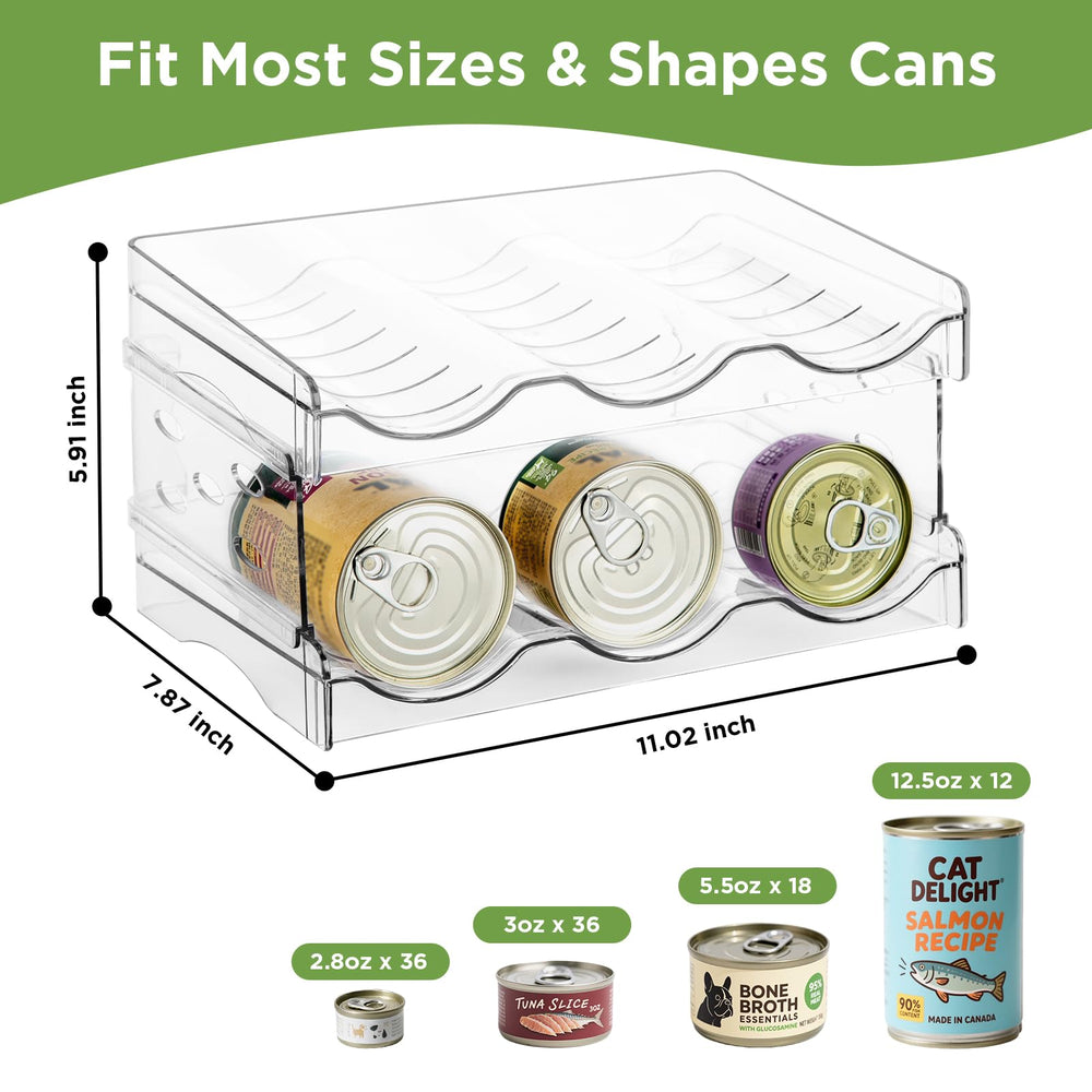 REFLYING pantry can storage holds 36 cans in a compact two-tier rack.