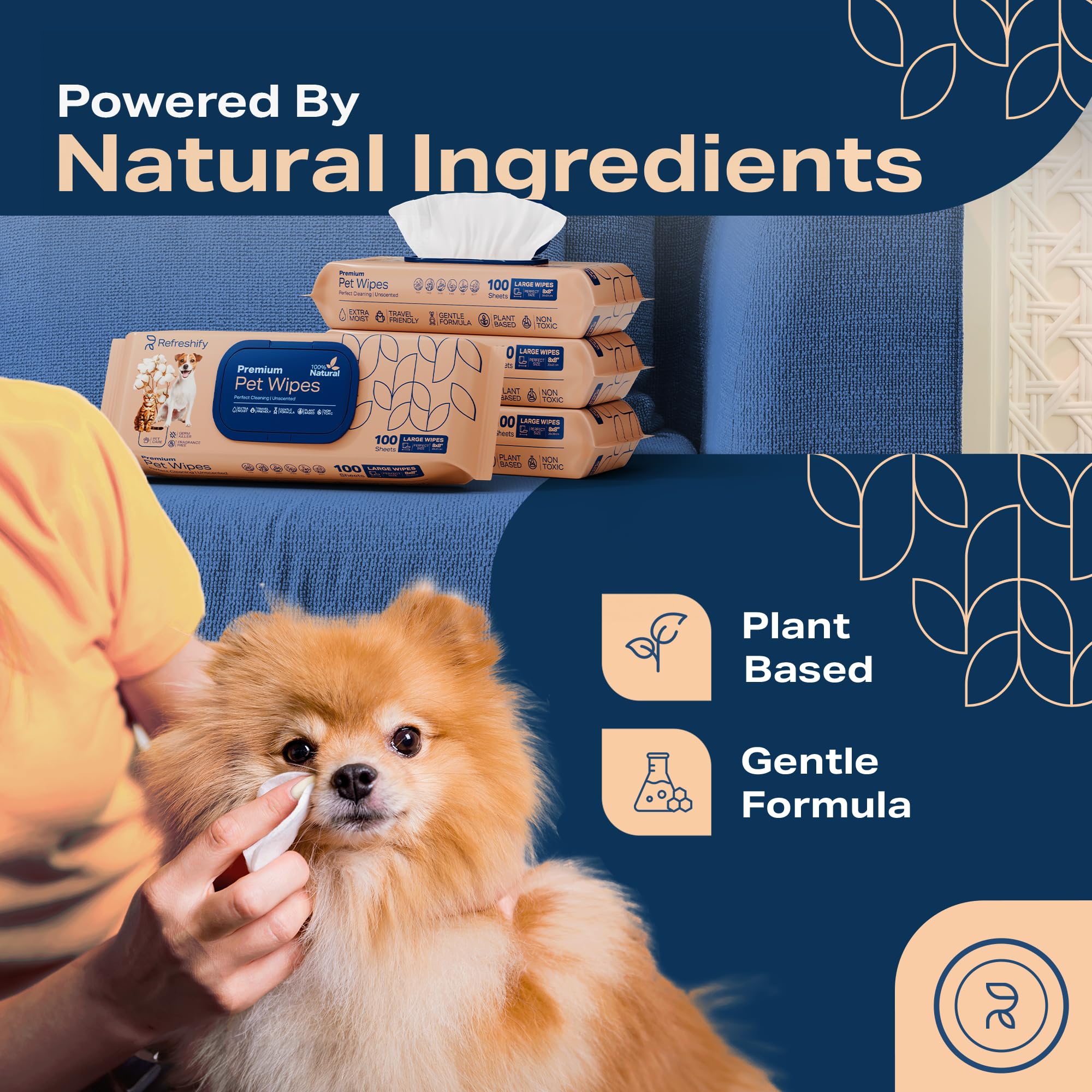 REFRESHIFY face wipes for dogs, safe cleansing after outdoor adventures.
