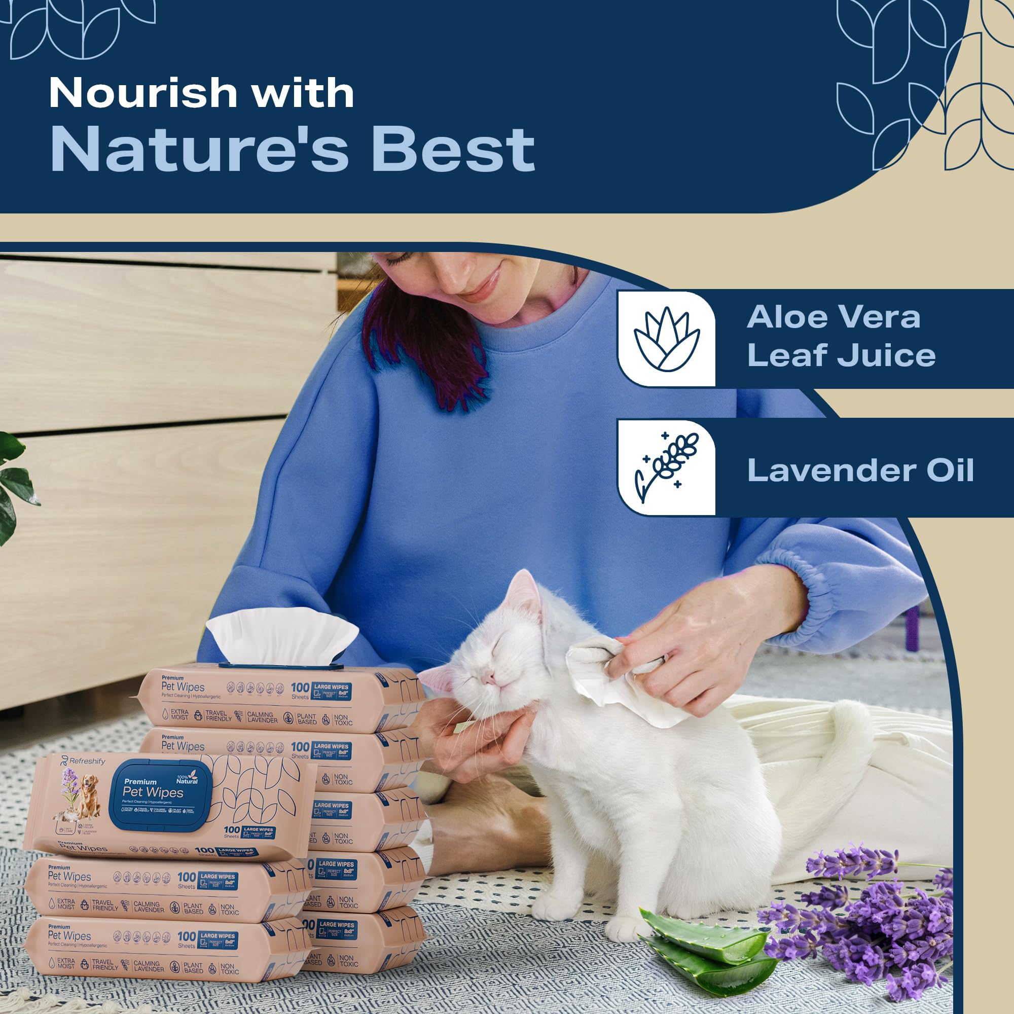 REFRESHIFY dog wipes gently cleanse the face for sensitive skin.