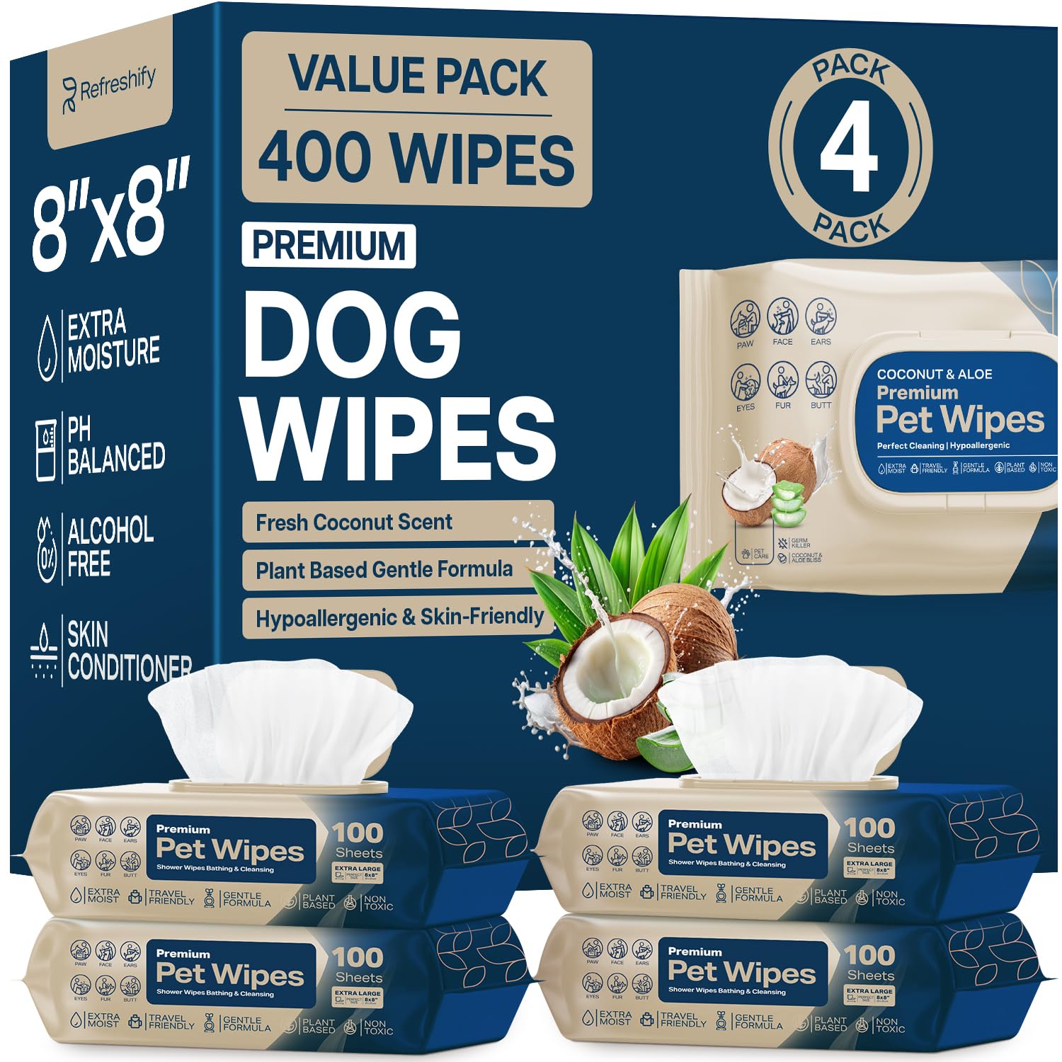 REFRESHIFY dog wipes for paws—quick odor control after muddy walks.