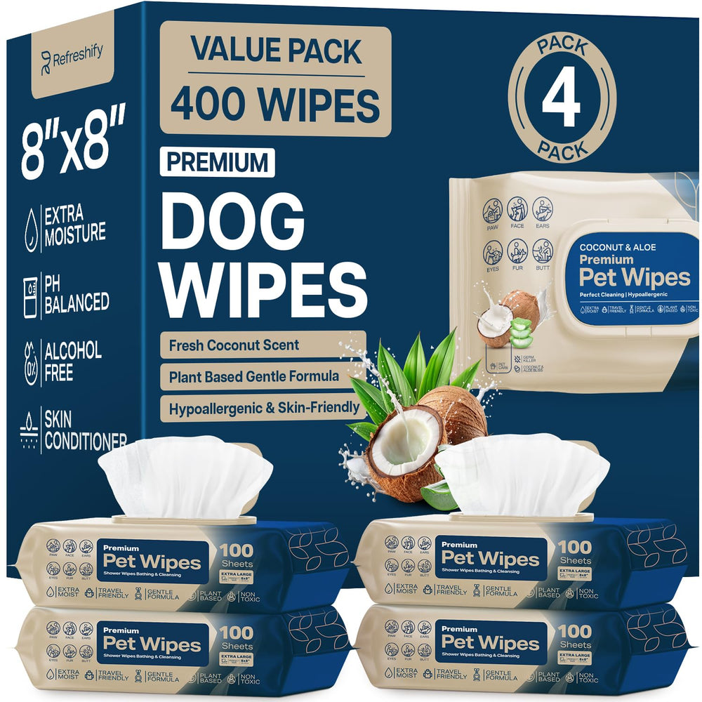 REFRESHIFY dog wipes for paws—quick odor control after muddy walks.