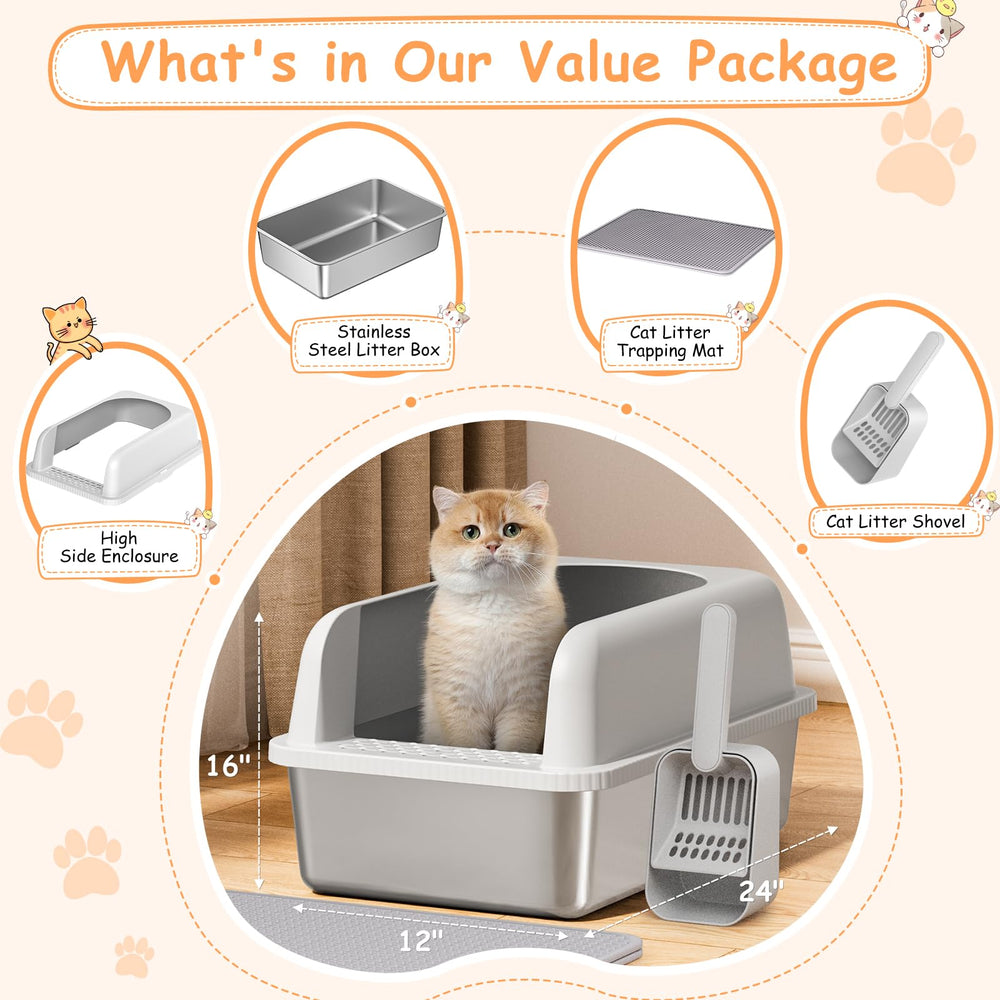 Refrze litter box with 6-inch-high walls offers added privacy and reduced scatter.
