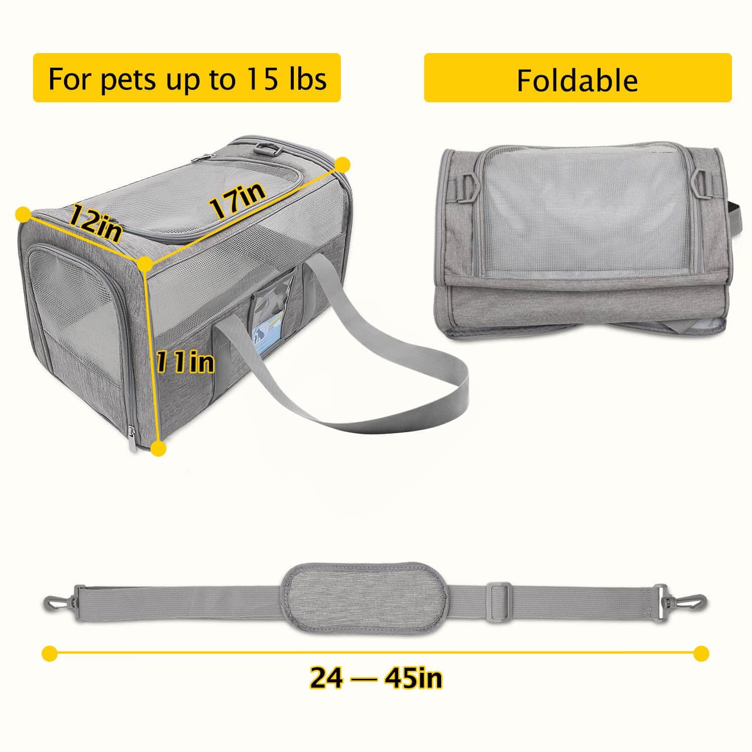 Refrze Cat Carrier with four side breathable mesh windows