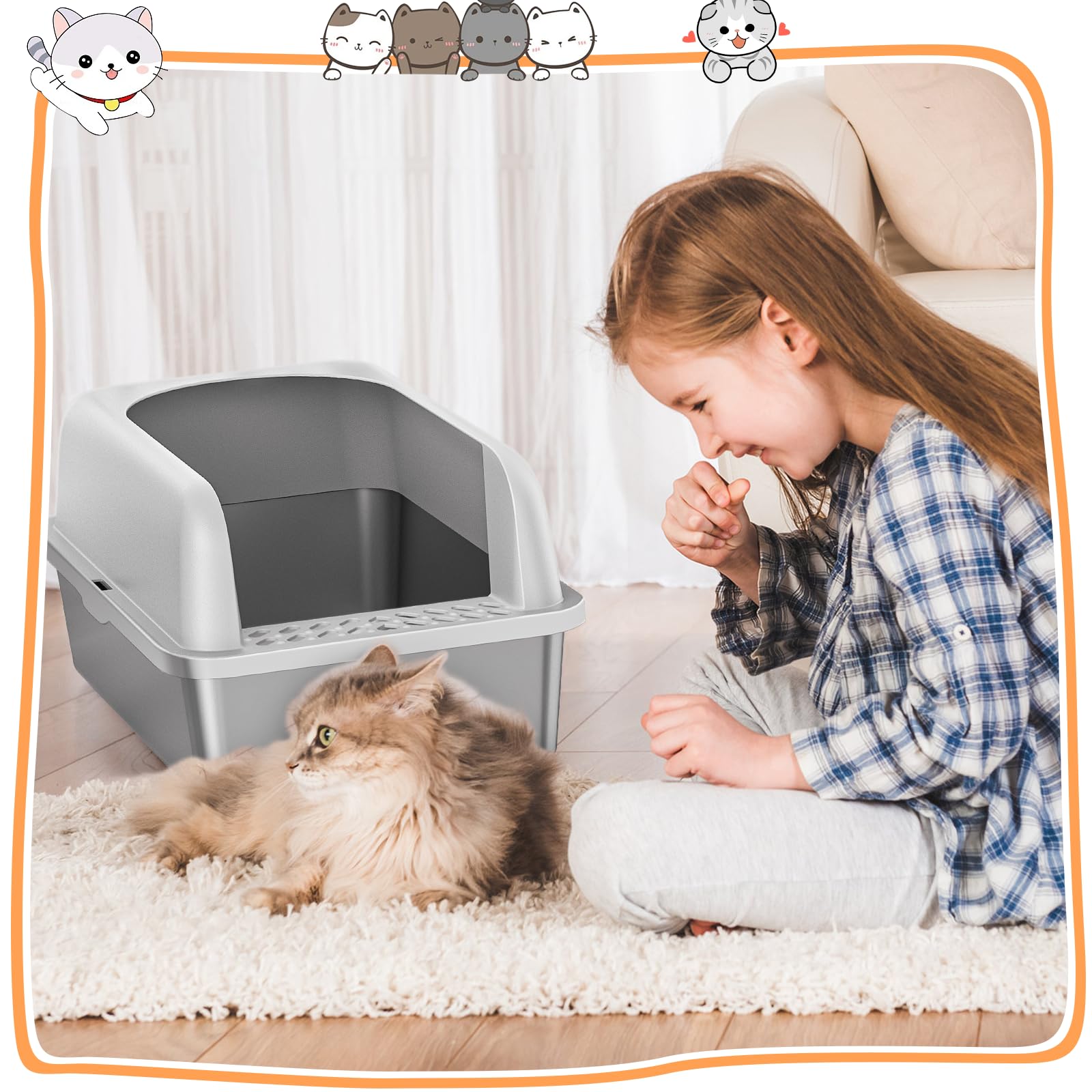 Refrze double cat litter mat helps trap stray litter and protects floors.