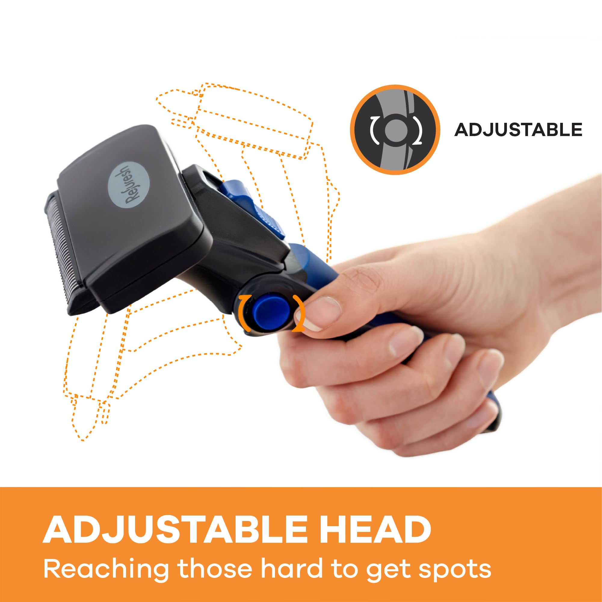 Refuresh deshedding brush single swipe disposal button for easy cleanup.