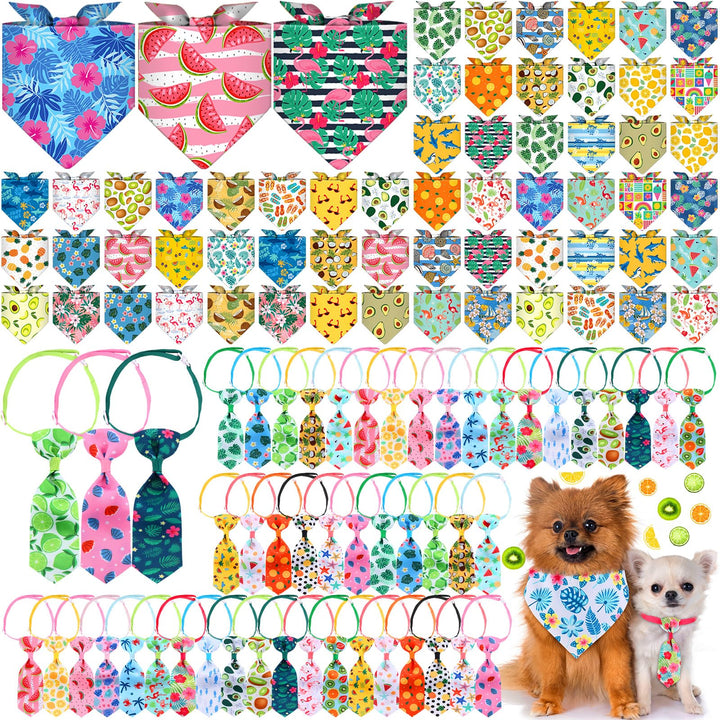 Reginary 108 piece dog bandanas and neckties bulk set for versatile styling