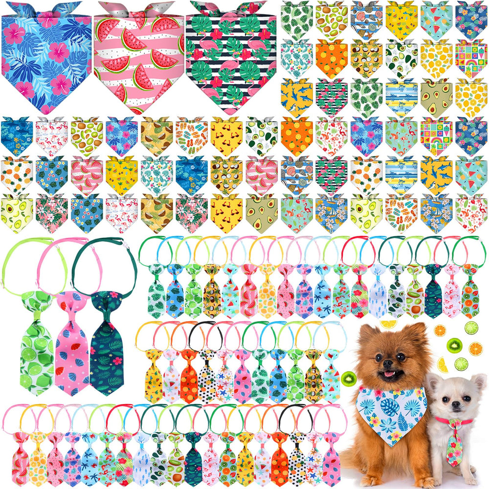 Reginary 108 piece dog bandanas and neckties bulk set for versatile styling
