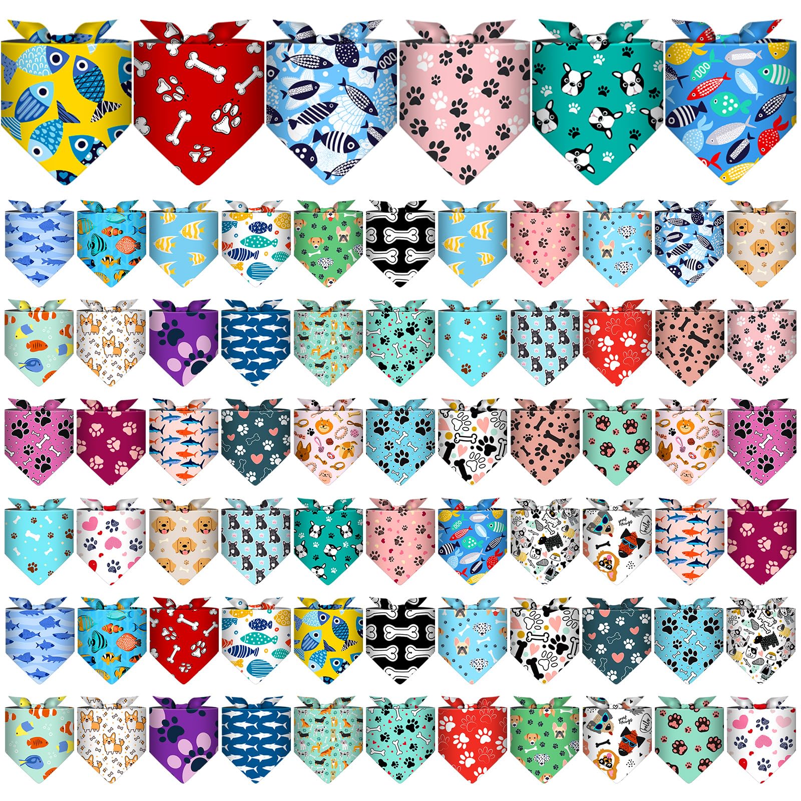 Reginary 72-pack dog bandanas in 36 styles for versatile daily wear.