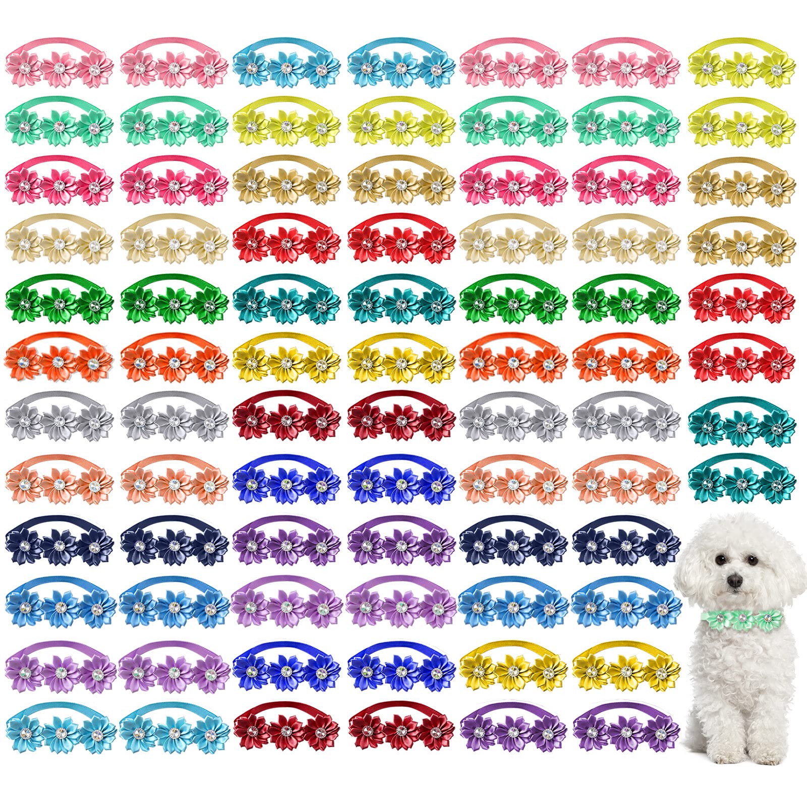 Reginary 80-pcs dog bowtie flower collar pack for versatile outfits.