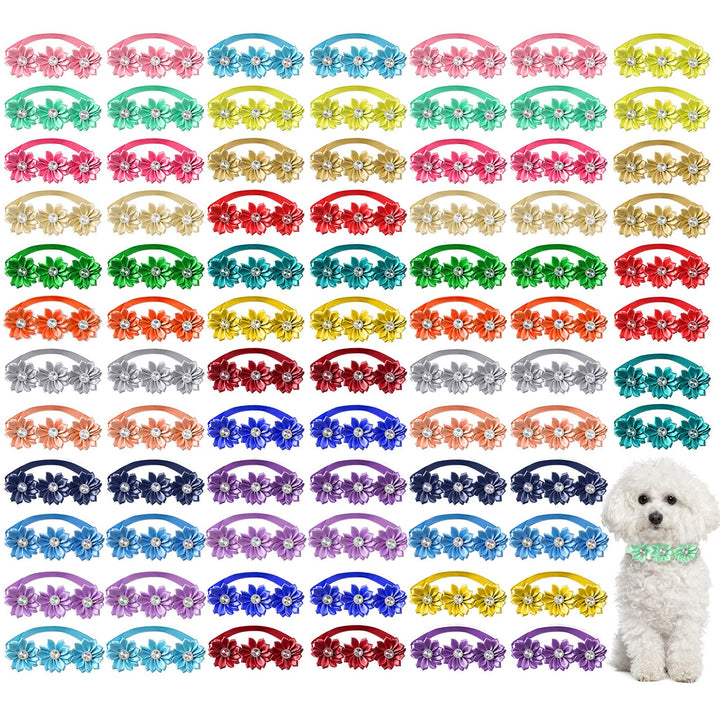 Reginary 80-pcs dog bowtie flower collar pack for versatile outfits.