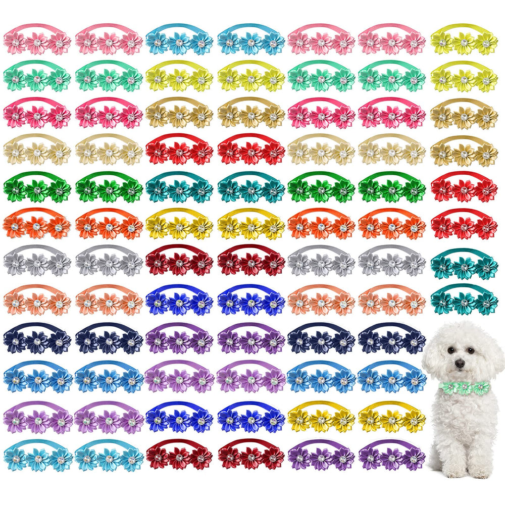Reginary 80-pcs dog bowtie flower collar pack for versatile outfits.