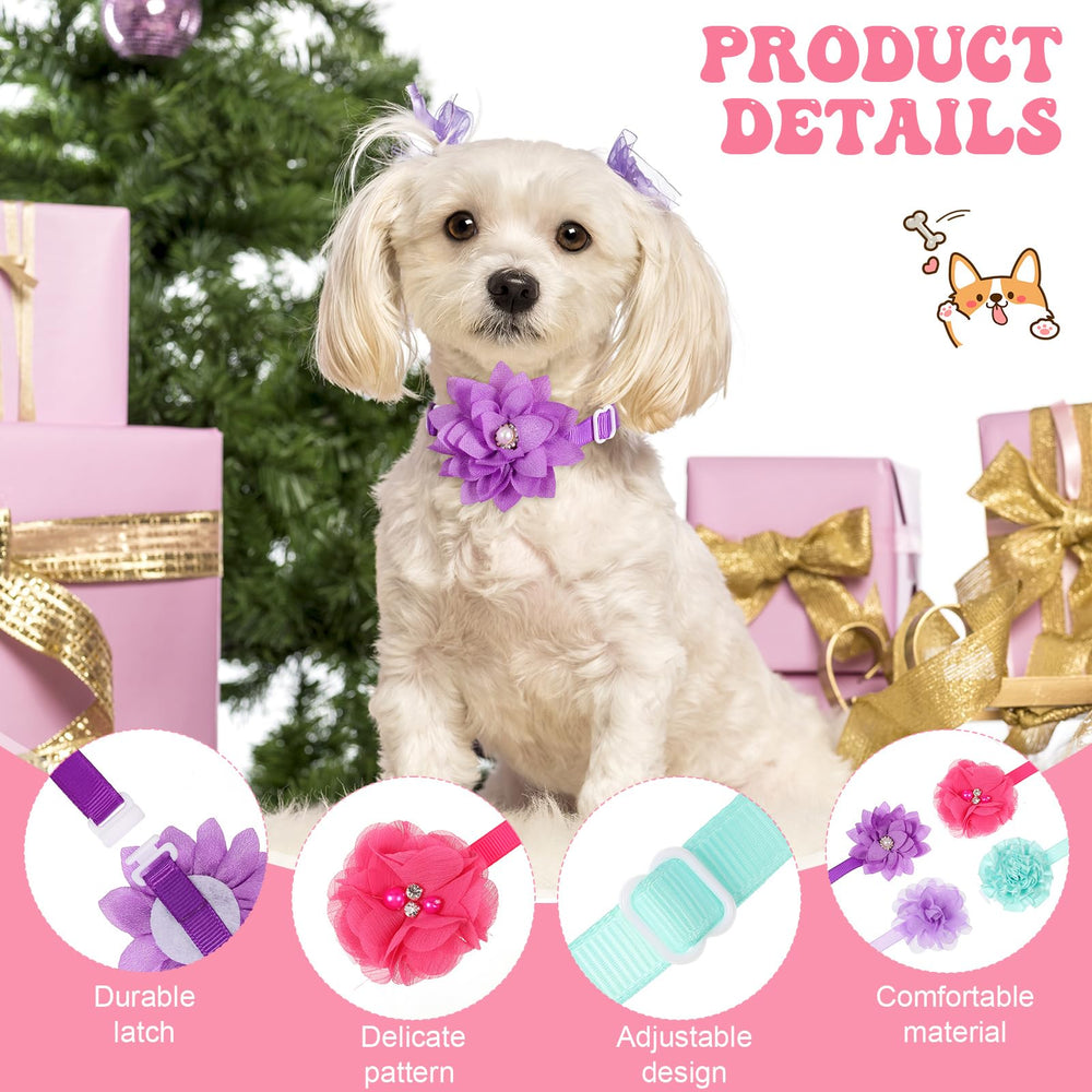 Reginary adjustable flower collar buckles, easy fit for growing dogs at events and photos