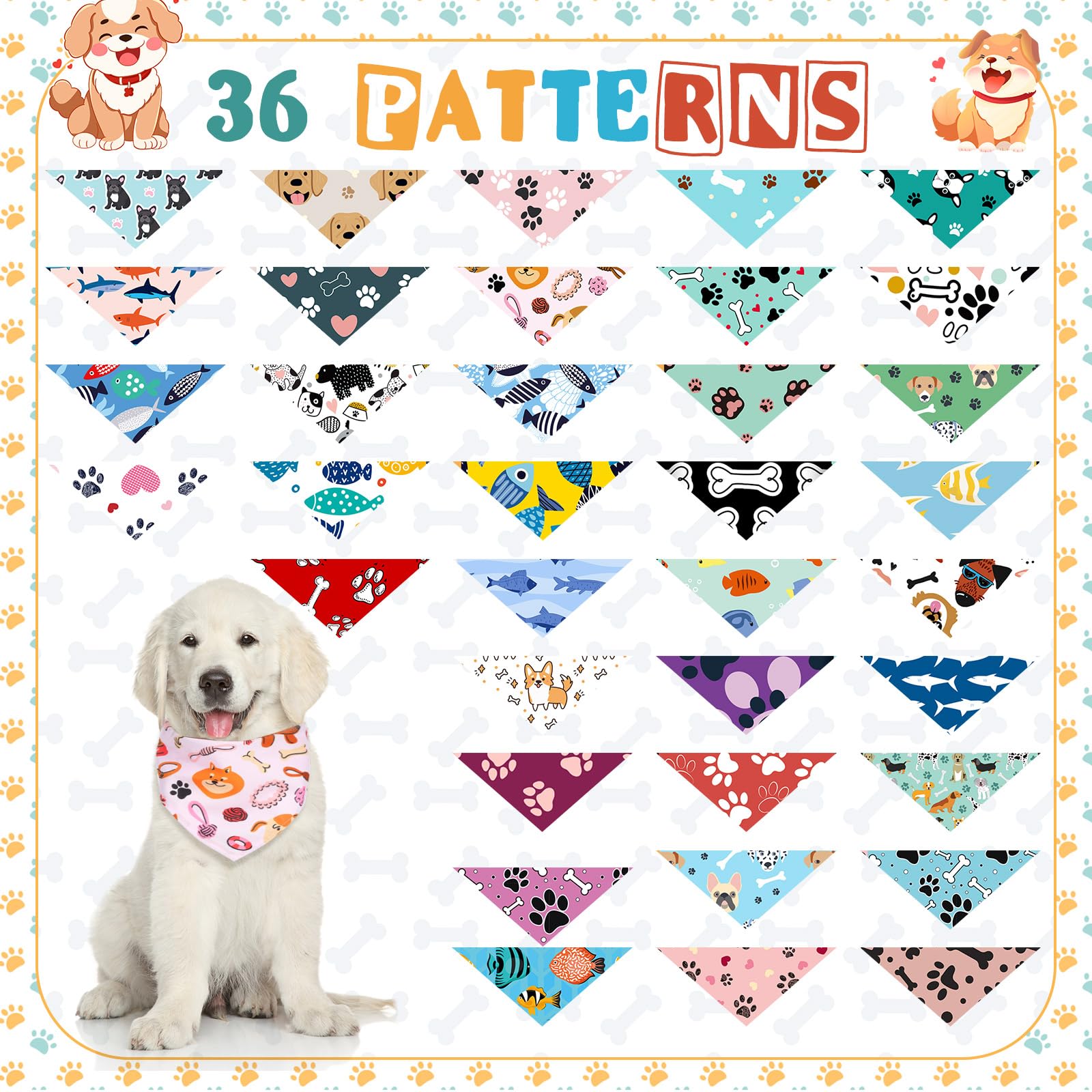 Reginary dog bandana measures 65 x 45 cm for a secure, flexible fit.