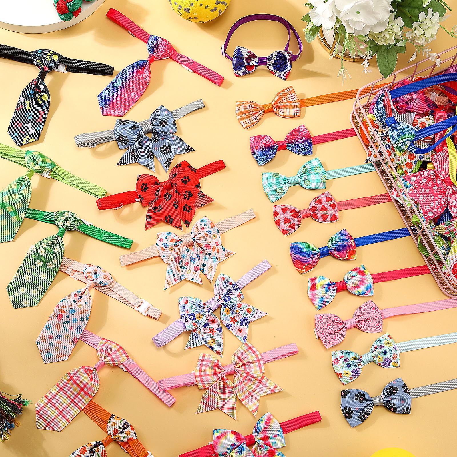 Reginary tie-dye bow ties offer playful color for photos and parties.