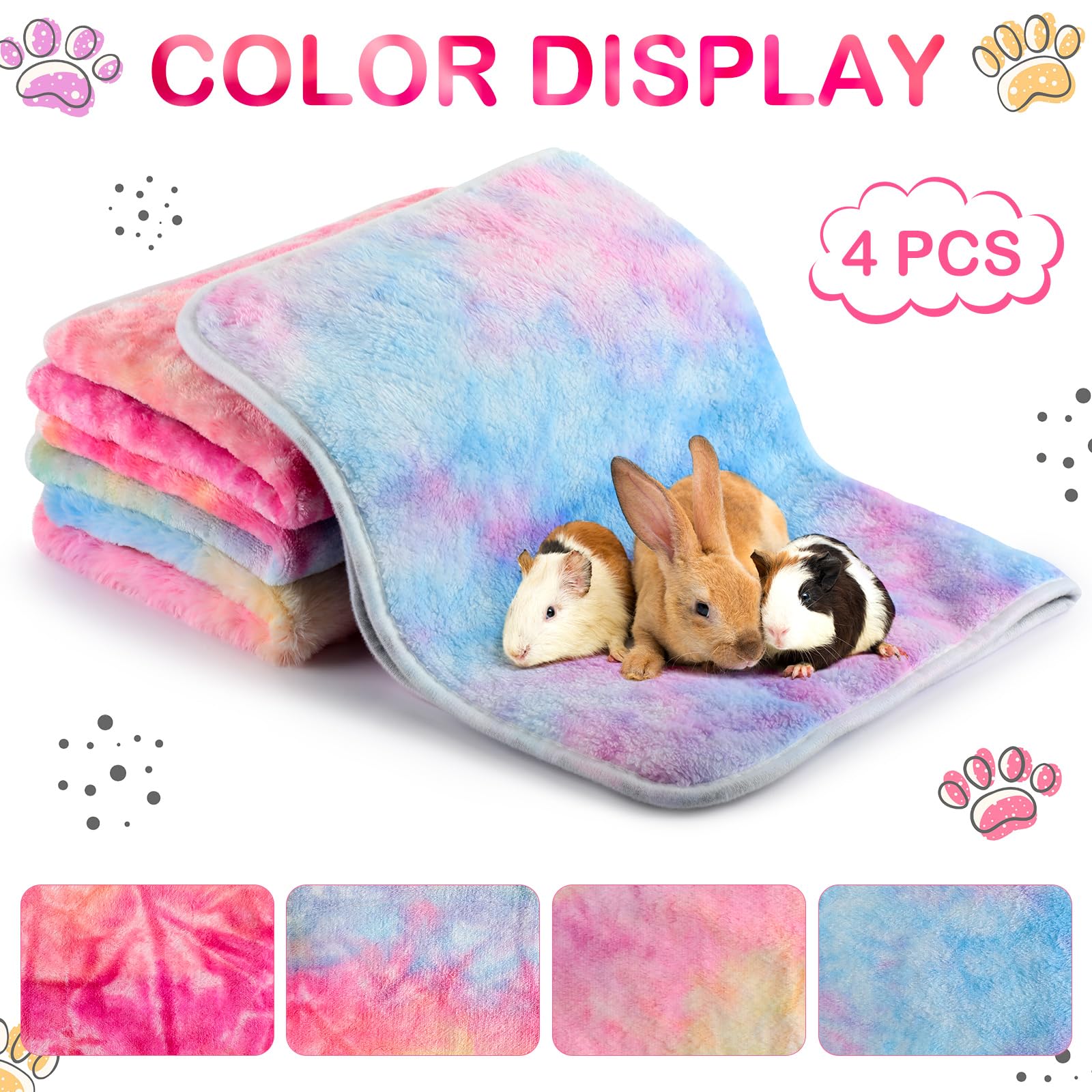 Reginary footprint-pattern guinea pig blanket adds playful color
