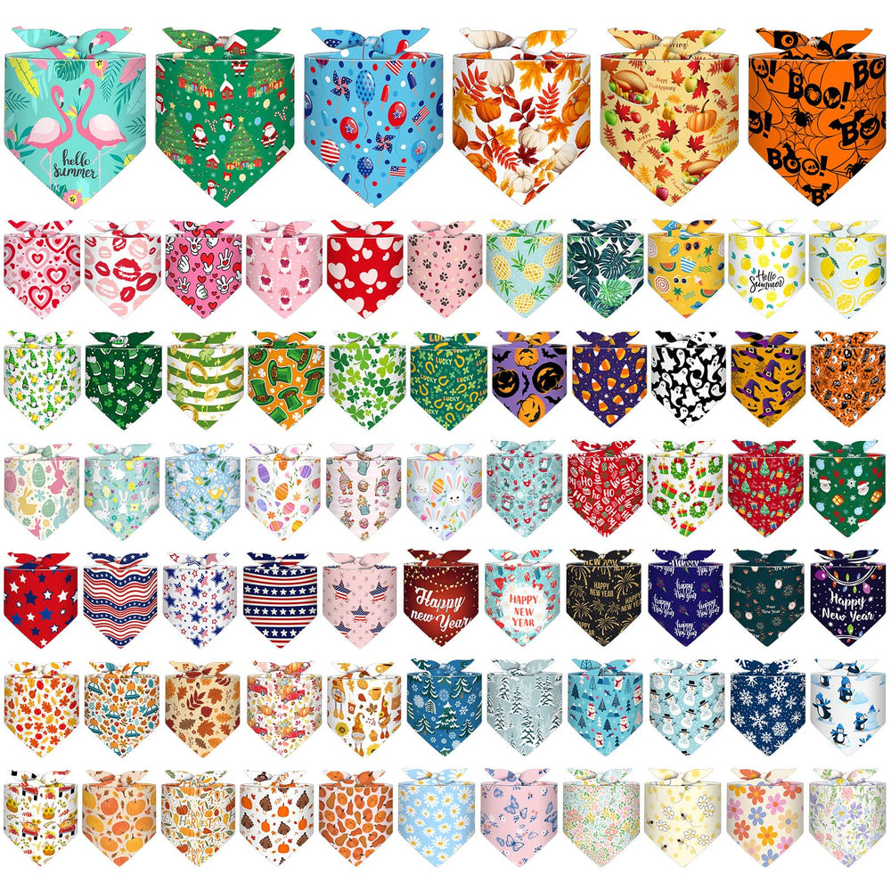 Reginary holiday dog bandanas with 72 patterns for year-round festive looks.