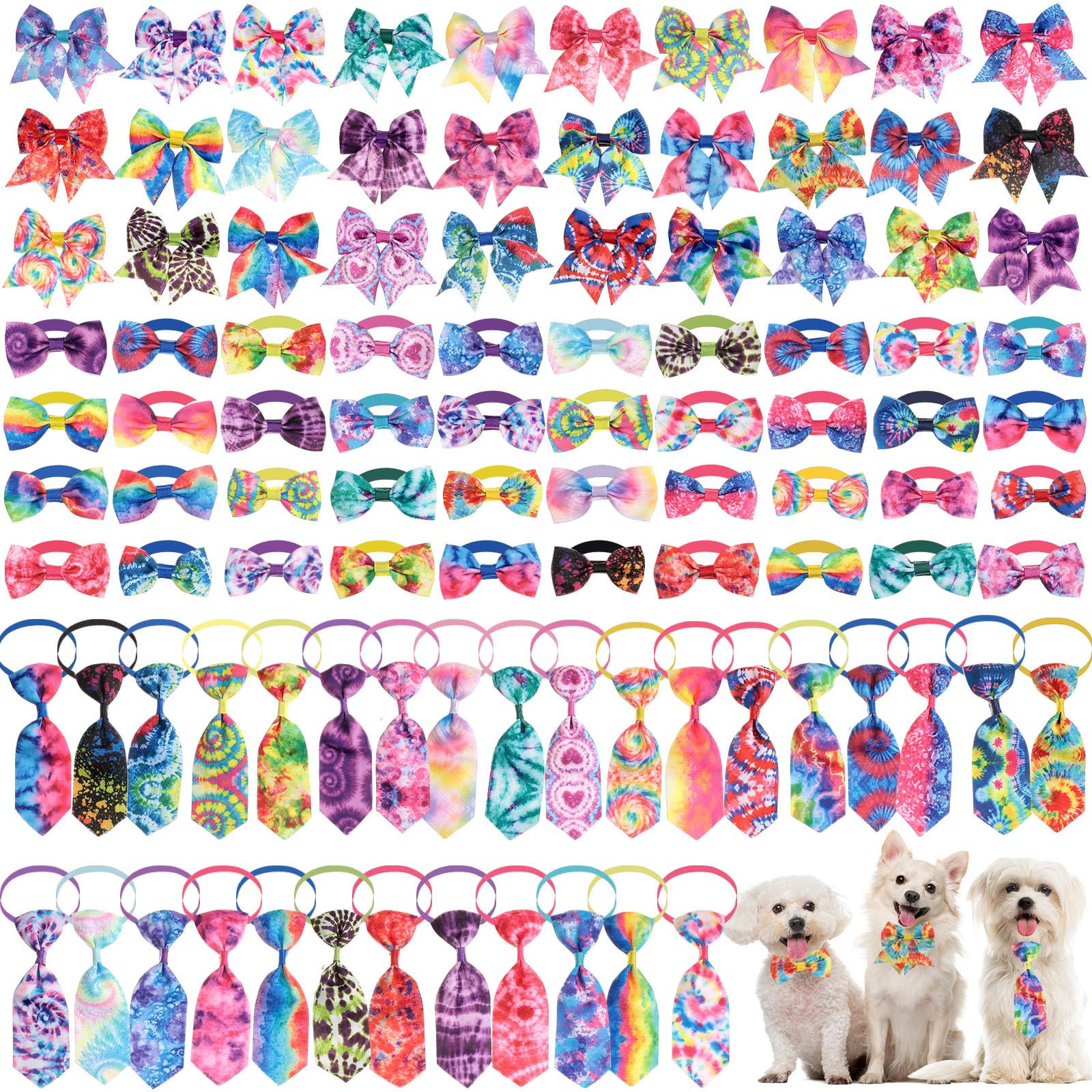 Reginary tie-dye dog bow ties set for daily wear.