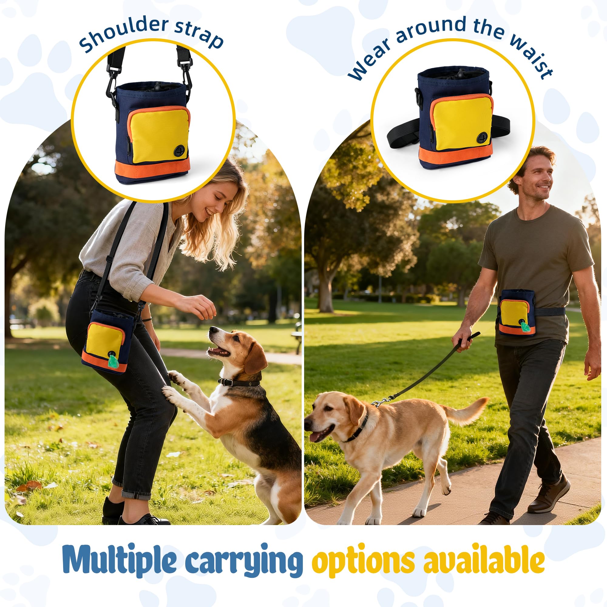 Relahous treat pouch with automatic closure keeps treats secure.
