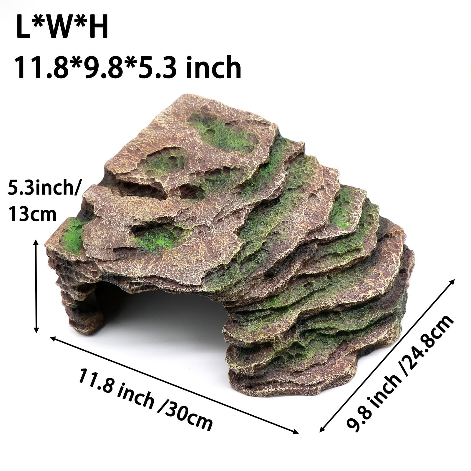 relaqcc large reptile hide shale scape basking-platform encourages sun-loving reptiles to regulate their temperature.