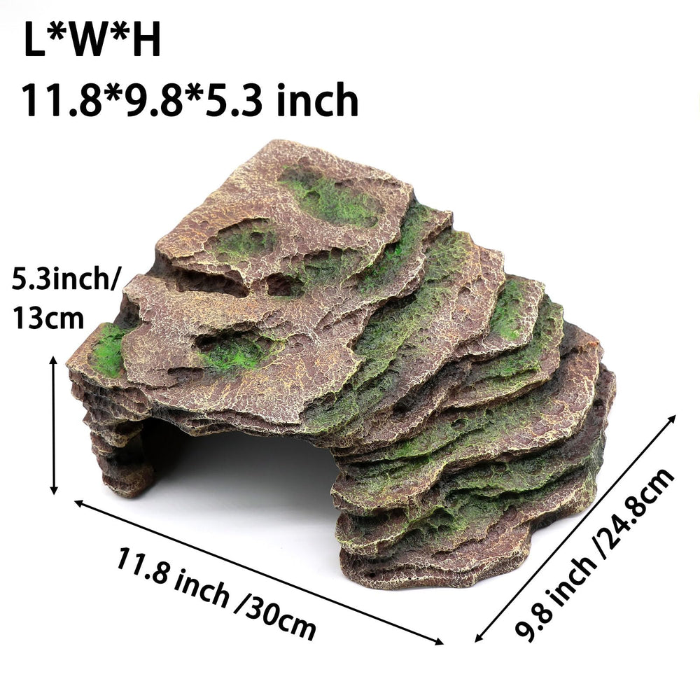 relaqcc large reptile hide shale scape basking-platform encourages sun-loving reptiles to regulate their temperature.