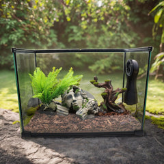 relaqcc Reptile Cave Hideout side view emphasizing durable resin and long-lasting decor