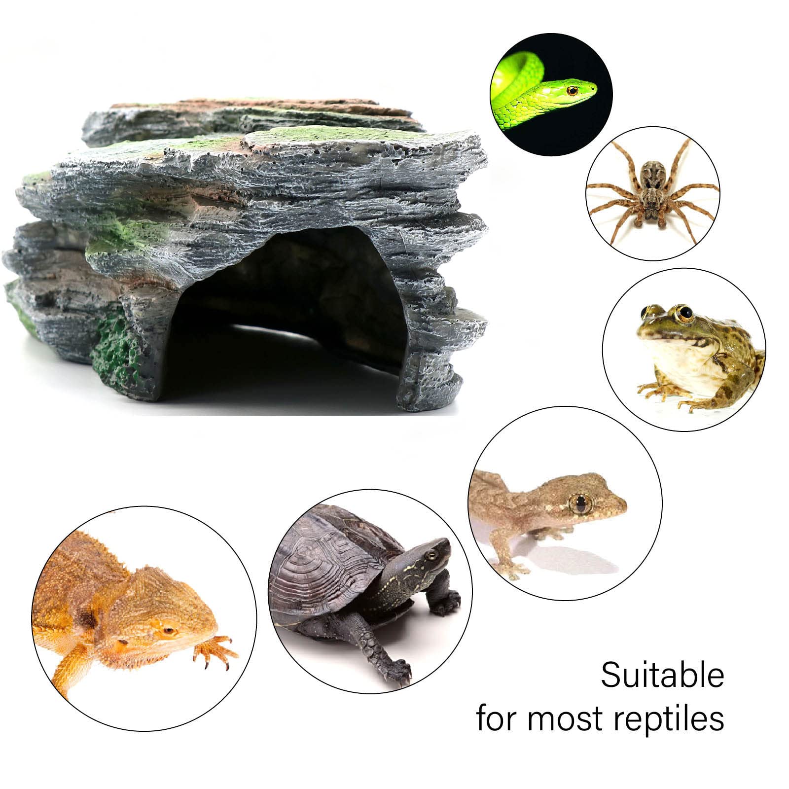 relaqcc Reptile Resting Terrace rock formation adds natural terrarium decor.