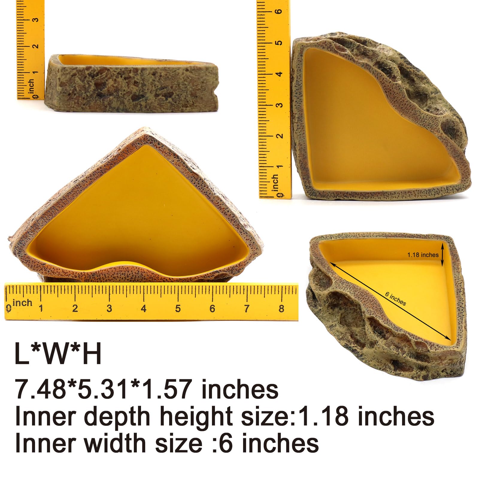 Relaqcc resin bowl with durable material for long-lasting reptile use.