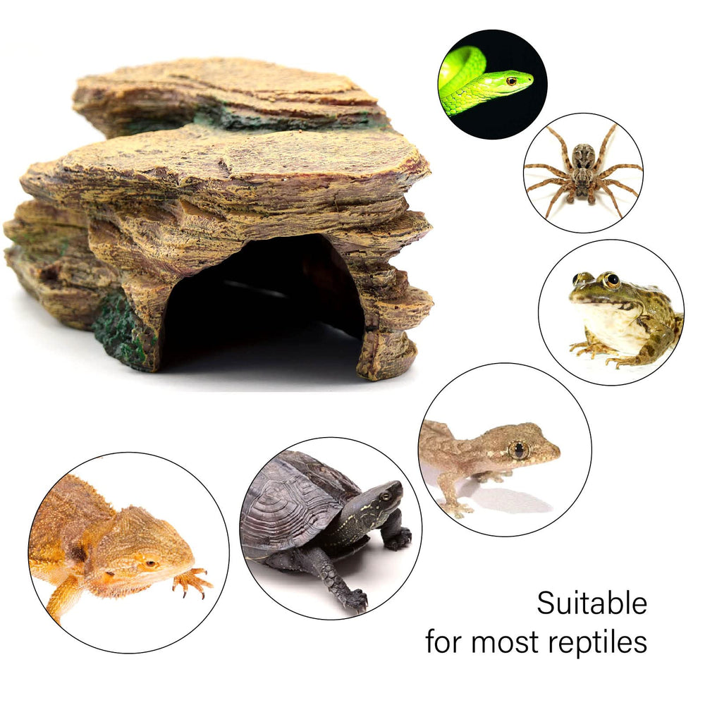 relaqcc tank accessory sunken hideout entrance provides shade and shelter for reptiles
