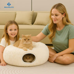 RELAXLATE adjustable circle tunnel, adapts to multi cat households for shared play.