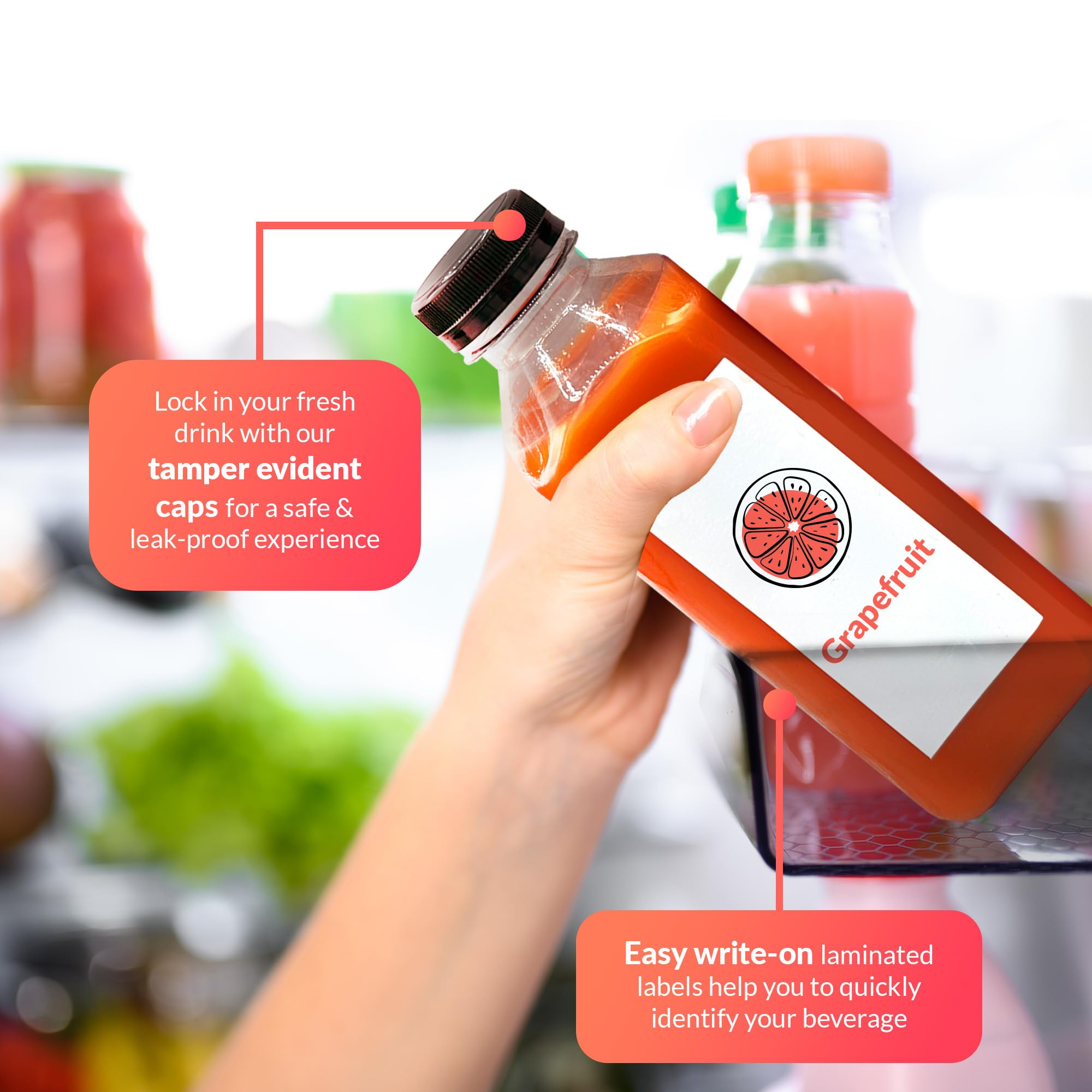 Clear Reli bottle shows contents color and freshness