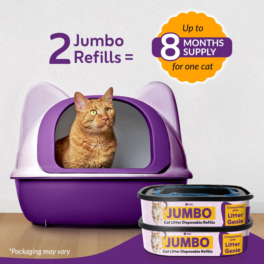 Reli. Jumbo refill bag showing 30 feet per cartridge for longer use