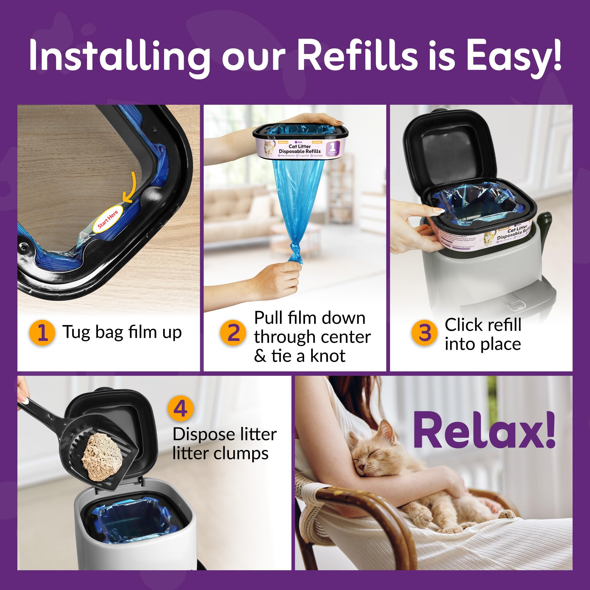 Reli. Jumbo compatible with Litter Genie Standard, Plus, and XL pails