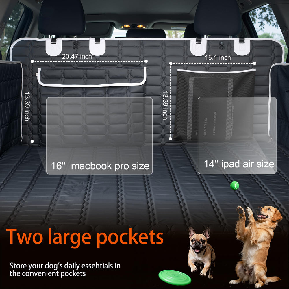 Reliadura cargo liner pockets keeping toys and leashes organized.