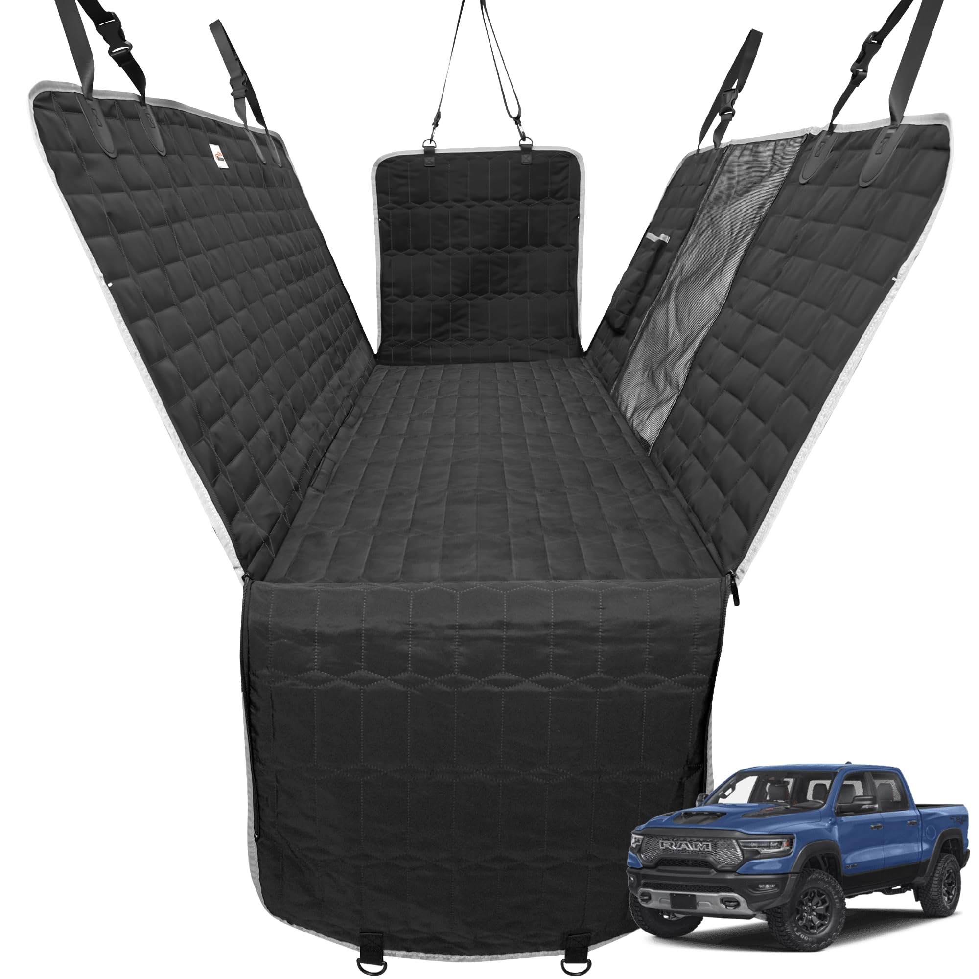 Reliadura dog hammock back-seat cover protects upholstery and paws.