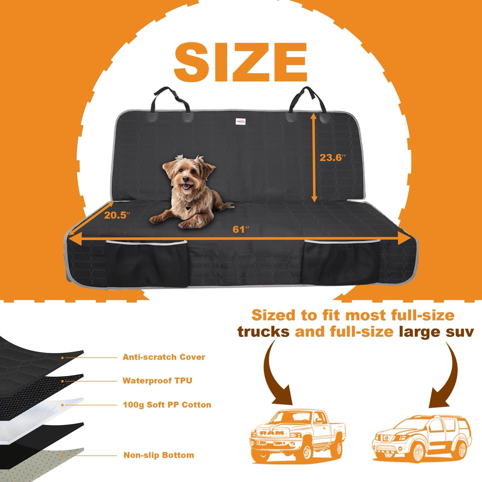 Reliadura velcro openings allow safe leash access and car-seat compatibility