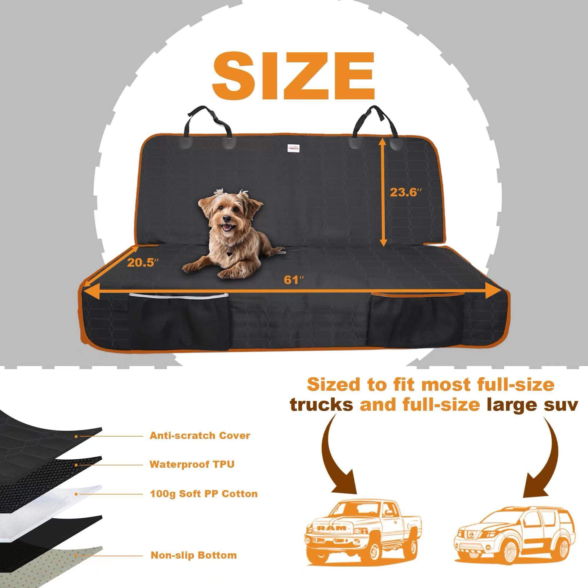 Reliadura Velcro seatbelt openings simplify securing a dog harness.