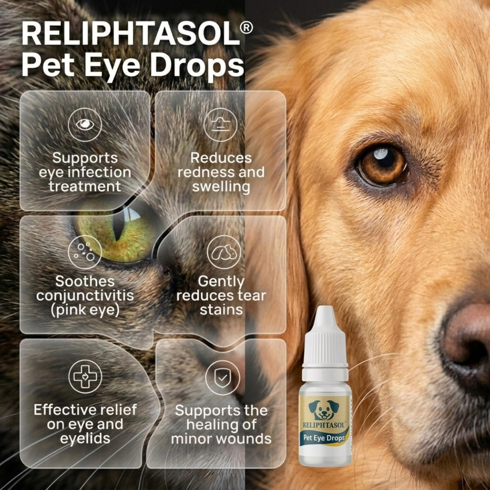 Dog eye area benefiting from RELIPHTASOL daily care.