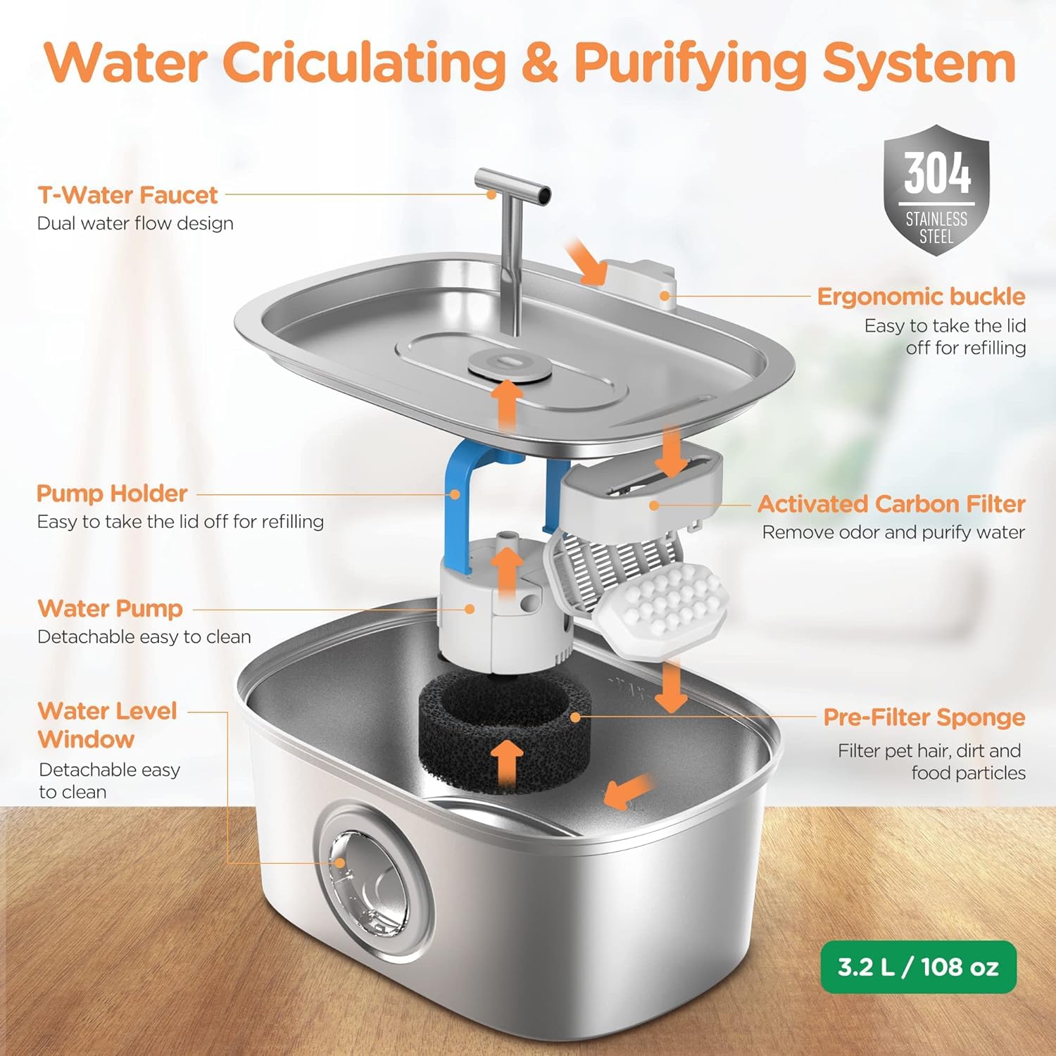 Rellaty stainless steel fountain design offers hygienic daily use