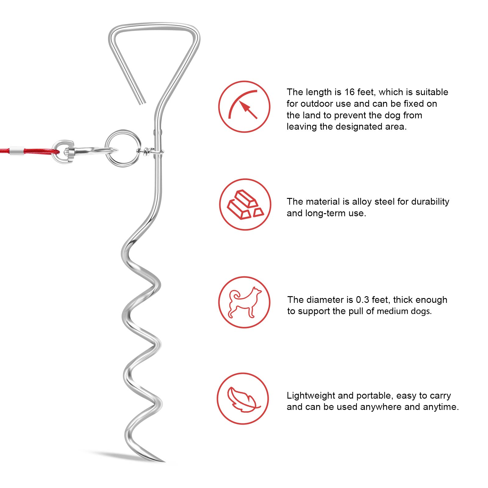 Relux screw-in dog stake securely anchors into ground